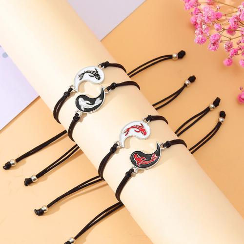 Enamel Zinc Alloy Bracelets, with Taiwan Thread, 2 pieces & for woman 