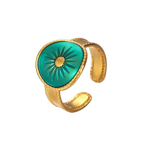 Emaille Edelstahl Ringe, 304 Edelstahl, Modeschmuck & für Frau, goldfarben, verkauft von PC