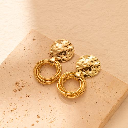 Zinc Alloy Drop Earring, fashion jewelry & for woman & hollow, gold 