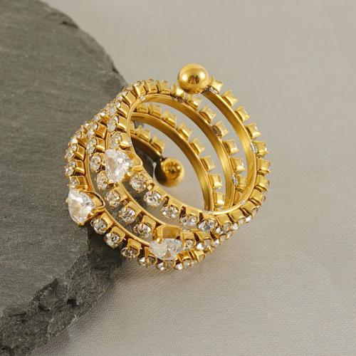 Cubic Zirconia Stainless Steel Finger Ring, 304 Stainless Steel, 18K gold plated, fashion jewelry & micro pave cubic zirconia & for woman [