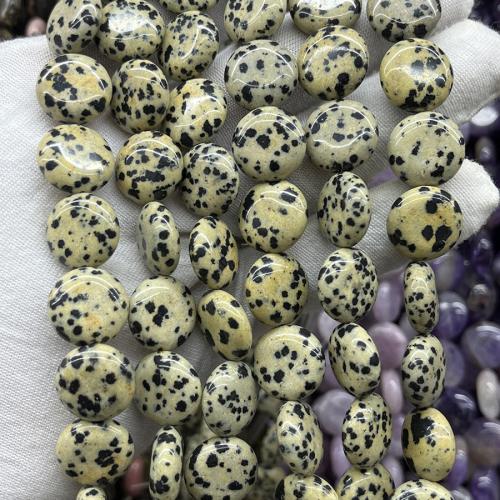 Dalmatinische Perlen, Dalmatiner, flache Runde, Modeschmuck & DIY, gemischte Farben, 15mm, Länge:ca. 38 cm, verkauft von Strang