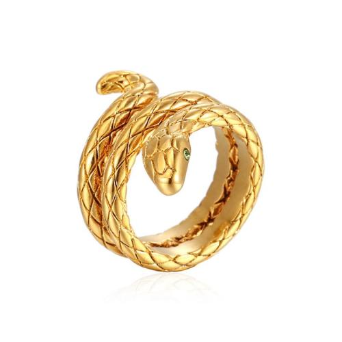 Stainless Steel Finger Ring, 304 Stainless Steel, Snake, Vacuum Ion Plating, fashion jewelry & for woman, golden 