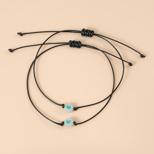 Bracelets acryliques, Acrylique, avec corde de cire, 2 pièces & pour femme & lumineux, plus de couleurs à choisir, Vendu par fixé