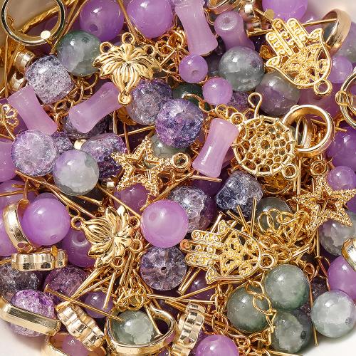 Perles de verre mixte, avec fer, quantité différente pour le choix & DIY, plus de couleurs à choisir, beads length 6-10mm, Vendu par sac