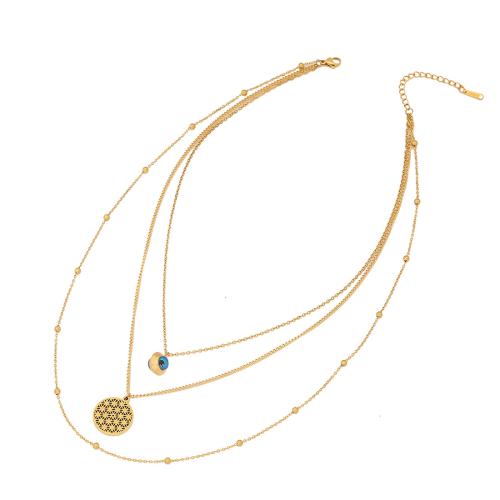 304 Stainless Steel Necklace, with 2inch extender chain, gold color plated & for woman & enamel Approx 15.7 Inch 