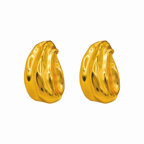Stainless Steel Stud Earring, 304 Stainless Steel, Teardrop, 18K gold plated, fashion jewelry & for woman, golden 