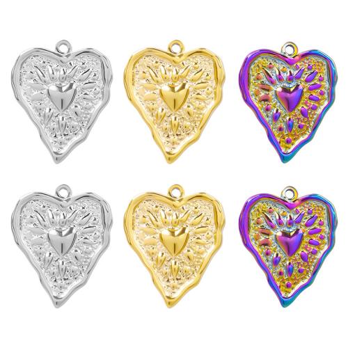 pendentifs de cœur en inox , Acier inoxydable 304, coeur, Placage ionique sous vide, bijoux de mode & DIY, plus de couleurs à choisir Vendu par PC