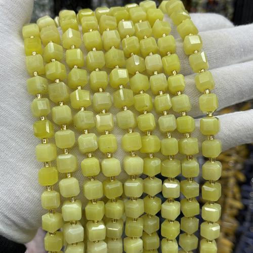 Single Gemstone Beads, Natural Stone, Square, fashion jewelry & DIY & faceted, yellow, 8mm Approx 38 cm 