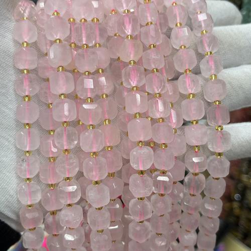 Бусы из природного розового кварца , розовый кварц, Квадратная форма, ювелирные изделия моды & DIY & разный размер для выбора & граненый, розовый, длина:Приблизительно 38 см, продается Strand