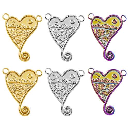 Stainless Steel Heart Pendants, 304 Stainless Steel, Vacuum Ion Plating, fashion jewelry & DIY & double-hole 