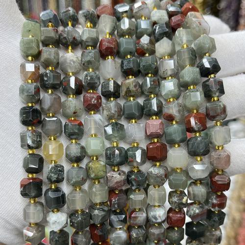 Single Gemstone Beads, African Bloodstone, Square, fashion jewelry & DIY & faceted, mixed colors Approx 38 cm 