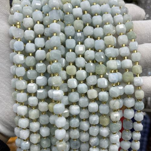 Aquamarine Beads, Square, fashion jewelry & DIY & faceted, sea blue, 6mm Approx 38 cm 