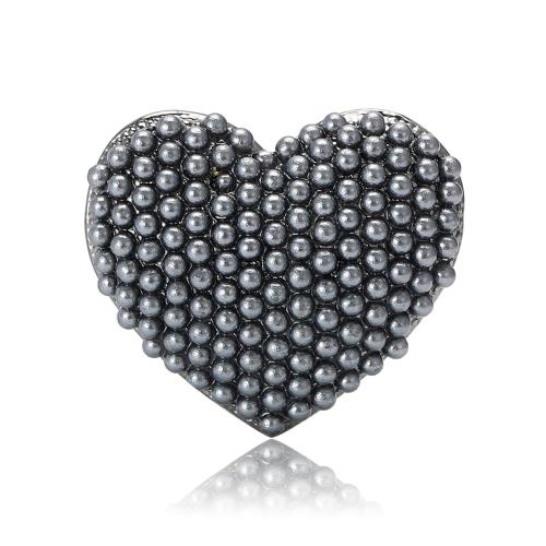 Zink Legierung Schmuck Brosche, Zinklegierung, mit Kunststoff Perlen, Herz, plattiert, Modeschmuck & für Frau, keine, 33x26mm, verkauft von PC