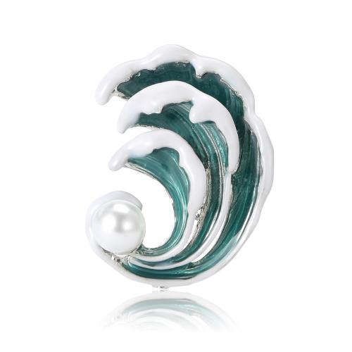 Zinc Alloy Jewelry Brooch, with Plastic Pearl, plated, fashion jewelry & for woman & enamel 
