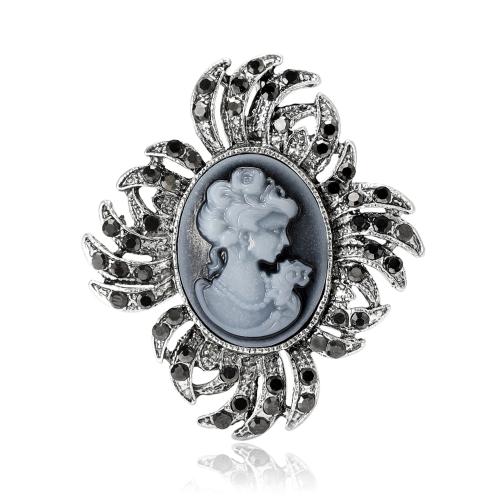 Zinc Alloy Jewelry Brooch, with Resin, plated, fashion jewelry & for woman & with rhinestone 