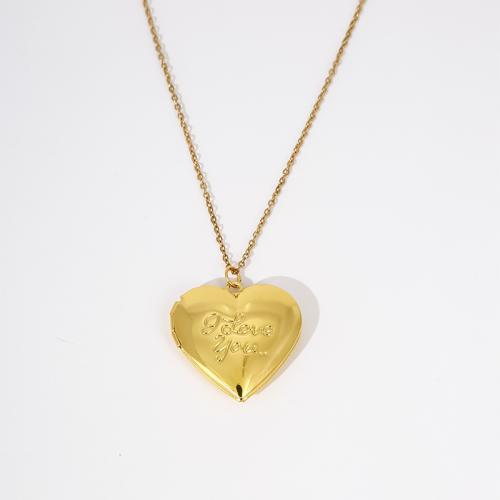 Fashion Locket Necklace, Brass, with 5cm extender chain, Heart, fashion jewelry & for woman Approx 45 cm [