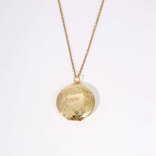 Fashion Locket Necklace, Brass, with 5cm extender chain, fashion jewelry & for woman Approx 45 cm [