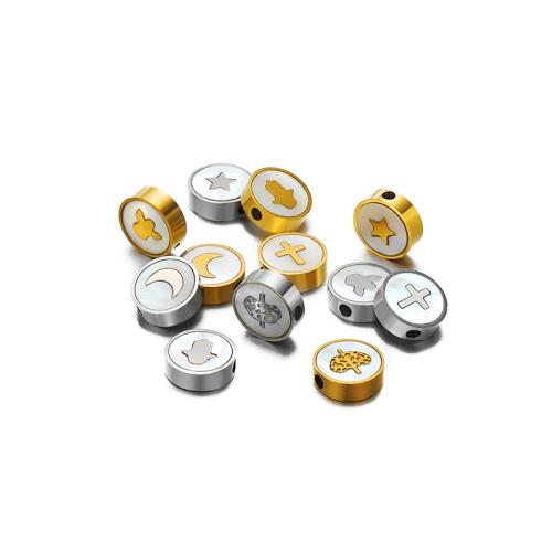 Edelstahl Perlen, 304 Edelstahl, mit Muschel, DIY & verschiedene Muster für Wahl, keine, 9mm, 5PCs/Tasche, verkauft von Tasche