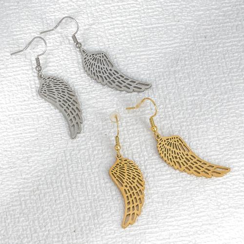 Stainless Steel Drop Earring, 304 Stainless Steel, Wing Shape, Vacuum Ion Plating, fashion jewelry & for woman & hollow 