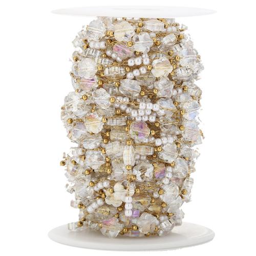 Edelstahl-Kettenschmuck, 304 Edelstahl, mit Kristall & Kunststoff Perlen, DIY, verkauft von m