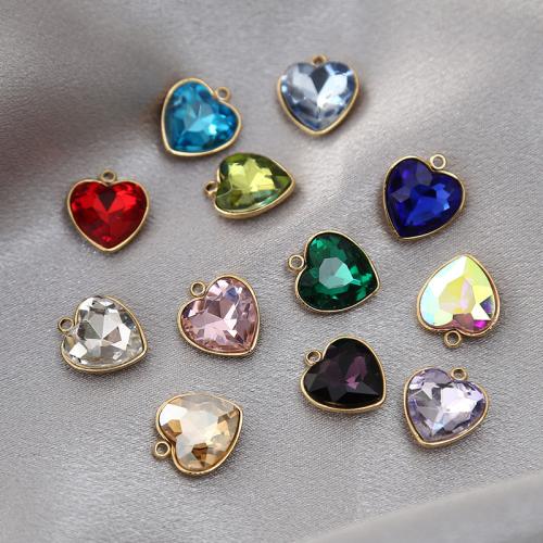 joyas de colgante de cristal de corazón, acero inoxidable 304, con Cristal, Bricolaje, más colores para la opción, 15x13mm, Vendido por UD
