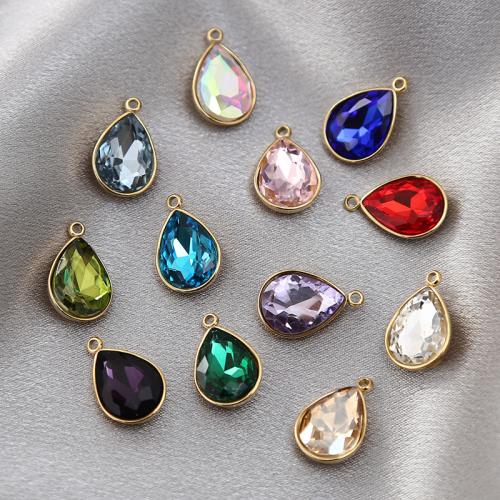 joyas de colgante de cristal de corazón, acero inoxidable 304, con Cristal, Gota, Bricolaje, más colores para la opción, 18x11mm, Vendido por UD