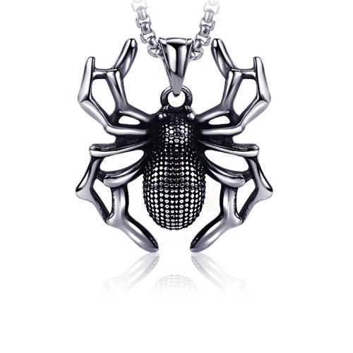Stainless Steel Jewelry Necklace, 304 Stainless Steel, Spider, punk style 
