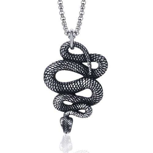 Stainless Steel Jewelry Necklace, 304 Stainless Steel, Snake, punk style 
