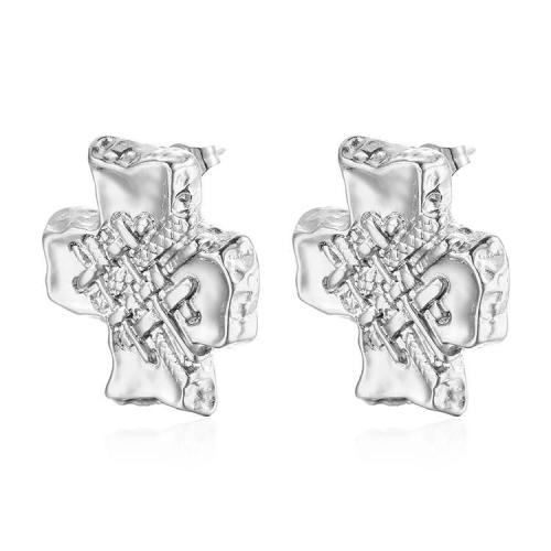 Stainless Steel Stud Earring, 304 Stainless Steel, Cross, Vacuum Ion Plating, fashion jewelry & for woman 