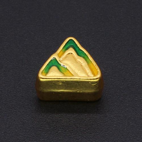 Emaille Zink Legierung Perlen, Zinklegierung, Dreieck, goldfarben plattiert, DIY, gelb, 11x9mm, verkauft von PC[