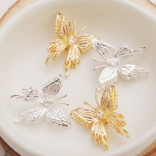 Rhinestone Zinc Alloy Beads, Butterfly, plated, DIY & with rhinestone [