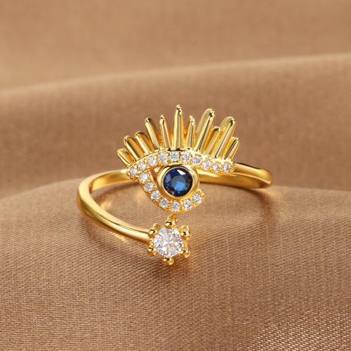 Латунное кольцо с стразами, Латунь, плакирован золотом, разные стили для выбора & Женский & со стразами, Много цветов для выбора, продается PC