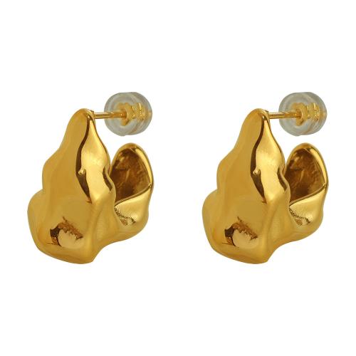 Titan Stahl Ohrringe, Titanstahl, plattiert, Modeschmuck, goldfarben, 16x19mm, verkauft von Paar