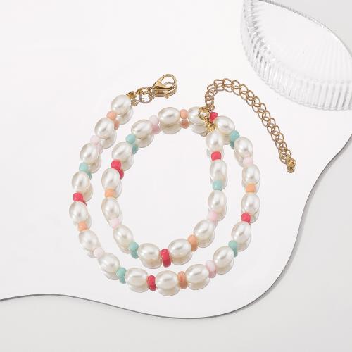 Sistemas del regalo de la joyería, Perlas plásticas, con Seedbead, hecho a mano, diferentes estilos para la opción & para mujer, Blanco, Vendido por UD