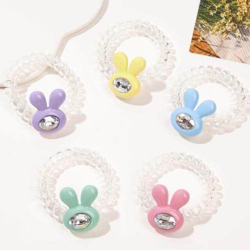 Ponytail Holder, Rubber, Rabbit, for woman & with rhinestone 