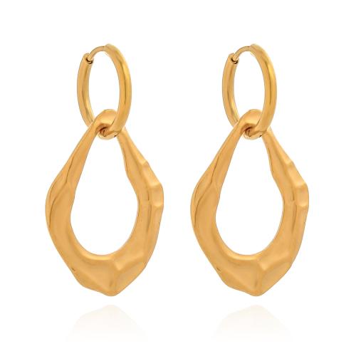 Stainless Steel Drop Earring, 316 Stainless Steel, plated, for woman, golden 