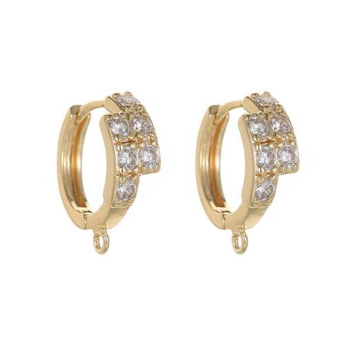 Brass Hoop Earring Components, plated, DIY & micro pave cubic zirconia [