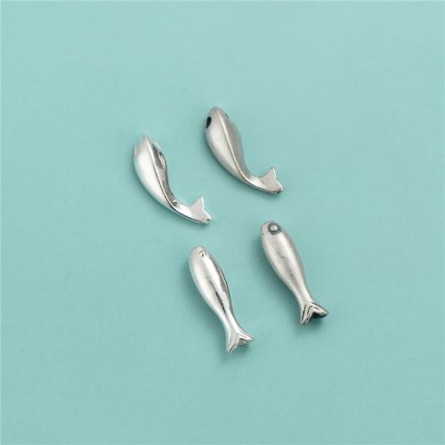 純銀製スペーサー・ビーズ, 92.5％純度シルバー, 魚, DIY & 異なるスタイルを選択, 無色, 売り手 パソコン