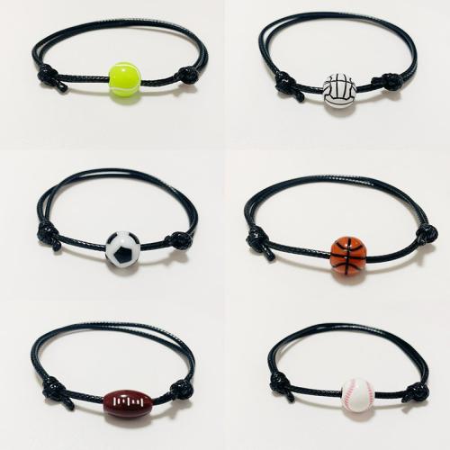 Bracelets résine, avec corde de cire, unisexe & styles différents pour le choix, plus de couleurs à choisir cm, Vendu par PC