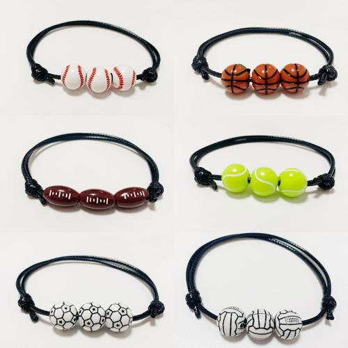Bracelets résine, avec corde de cire, fait à la main, unisexe & styles différents pour le choix, plus de couleurs à choisir cm, Vendu par PC