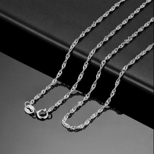 Collar de cadena de plata esterlina, plata de ley 925, chapado, Cadena de Singapur, más colores para la opción, 1.7mm, longitud:aproximado 18 Inch, Vendido por Sarta[