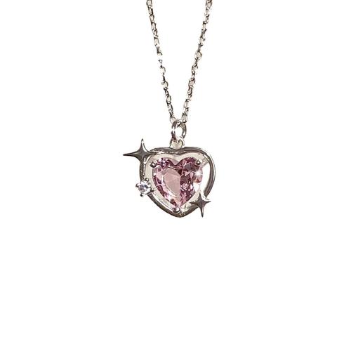 collier de Stras en alliage Zinc, alliage de zinc, bijoux de mode & pour femme & avec strass, argent Environ 45 cm, Vendu par PC