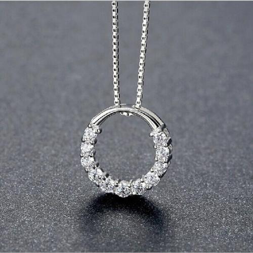 Rhinestone Zinc Alloy Necklace, fashion jewelry & for woman & with rhinestone, silver color Approx 45 cm 