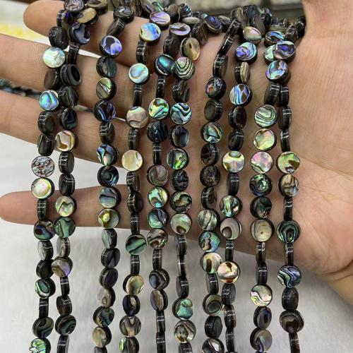 Abalone Shell Beads, Flat Round, fashion jewelry & DIY multi-colored Approx 39 cm 