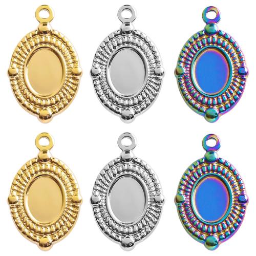 Stainless Steel Pendant Setting, 304 Stainless Steel, Flat Oval, Vacuum Ion Plating, fashion jewelry & DIY [