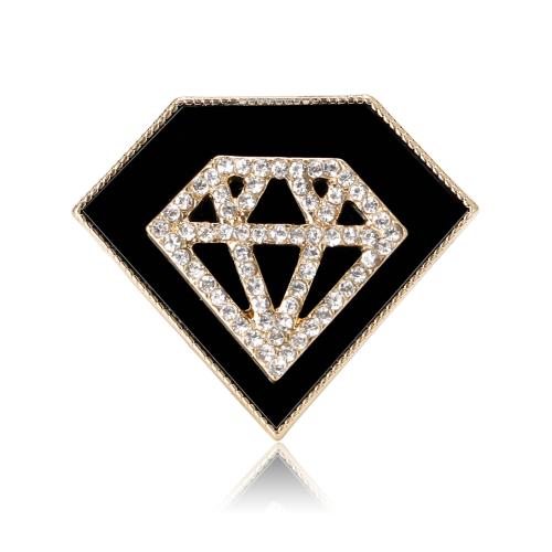 Enamel Brooch, Zinc Alloy, Diamond Shape, plated, fashion jewelry & for woman & with rhinestone 