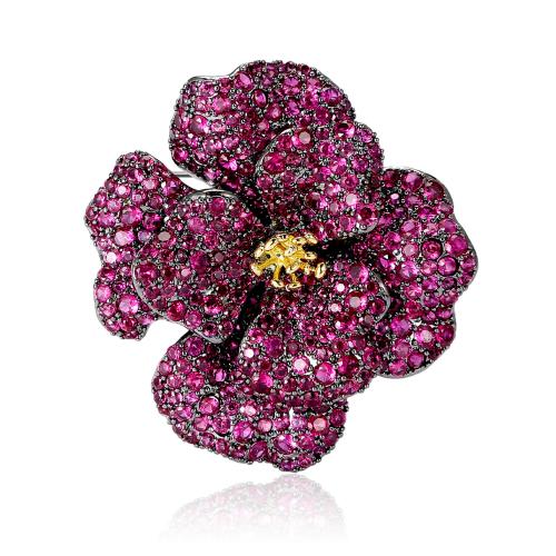 Rhinestone Zinc Alloy Brooch, Flower, plated, fashion jewelry & for woman & with rhinestone 