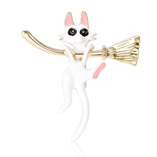 Enamel Brooch, Zinc Alloy, Cat, gold color plated, fashion jewelry & for woman 