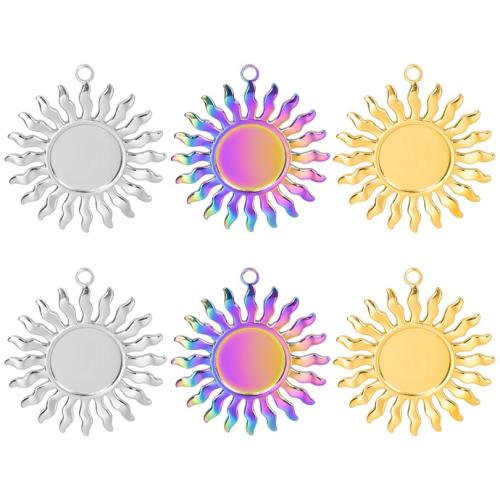 Stainless Steel Pendant Setting, 304 Stainless Steel, Sun, Vacuum Ion Plating, fashion jewelry & DIY 