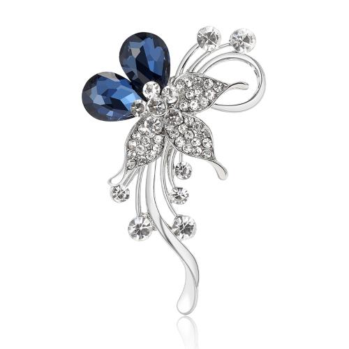 Crystal Brooch, Zinc Alloy, with Crystal, Flower, plated, fashion jewelry & for woman & with rhinestone [
